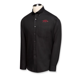 Arkansas Razorbacks Men's LS Epic Easy Care Fine Twill Shirt - Black